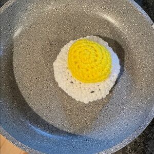Handmade crochet sunny side up egg